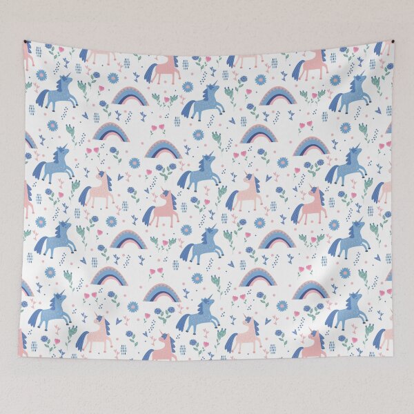 Item preview, Cute unicorns on floral background designed and sold by LarinaBeauty.