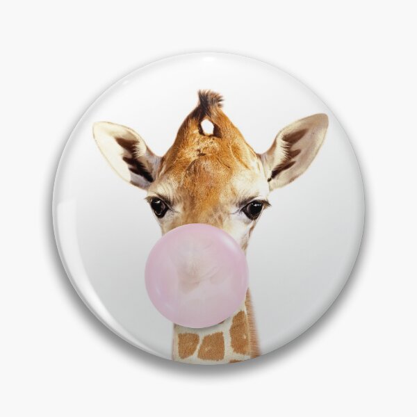 Item preview, Baby Giraffe Blowing Bubble Gum Pink by Zouzounio Art designed and sold by zouzounioart.