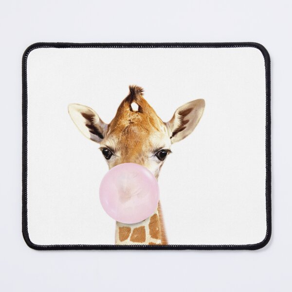Item preview, Baby Giraffe Blowing Bubble Gum Pink by Zouzounio Art designed and sold by zouzounioart.
