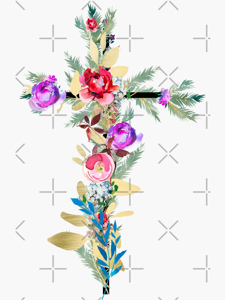 Floral Cross Sticker