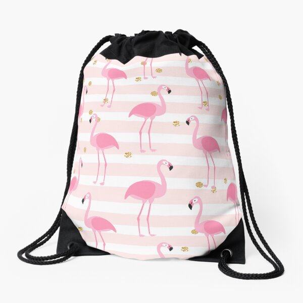Pink Flamingos Drawstring Bag