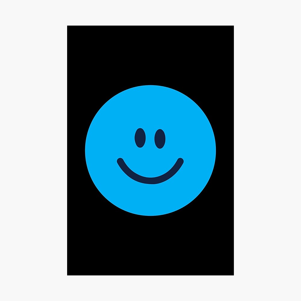 Blue Smiley Face Kidcore with Black Background