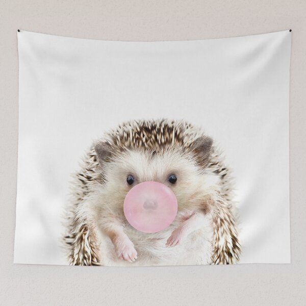 Item preview, Hedgehog Blowing Bubble Gum Pink by Zouzounio Art designed and sold by zouzounioart.