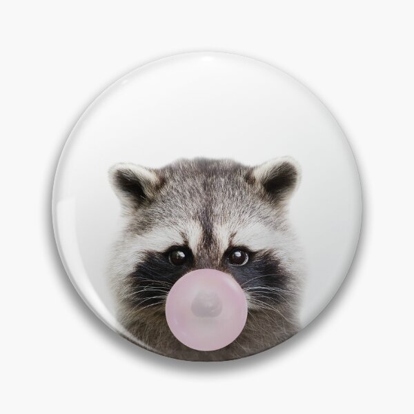 Item preview, Baby Raccoon Blowing Bubble Gum Pink by Zouzounio Art designed and sold by zouzounioart.