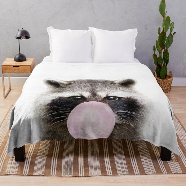 Item preview, Baby Raccoon Blowing Bubble Gum Pink by Zouzounio Art designed and sold by zouzounioart.