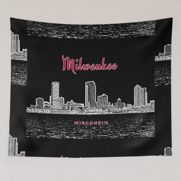 Item preview, Milwaukee, Wisconsin - Milwaukee Skyline and Landmarks (Wh) designed and sold by leemcnut.