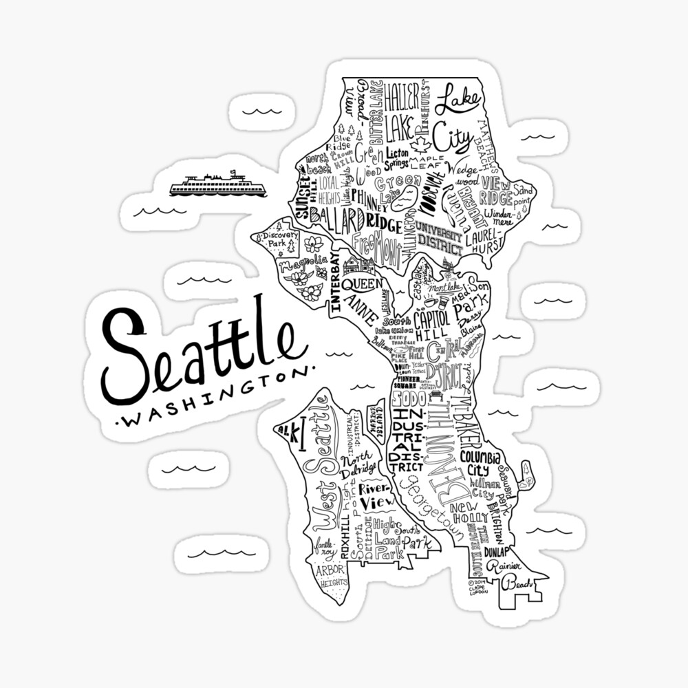 Seattle Map in Kraken Colors Poster for Sale by sanfranglasgow