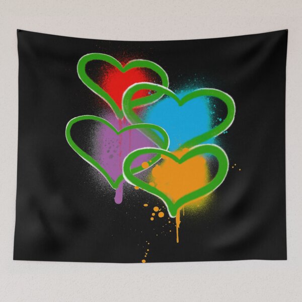 Item preview, Green Graffiti Drippy Hearts Red Blue Purple Orange designed and sold by that5280lady.