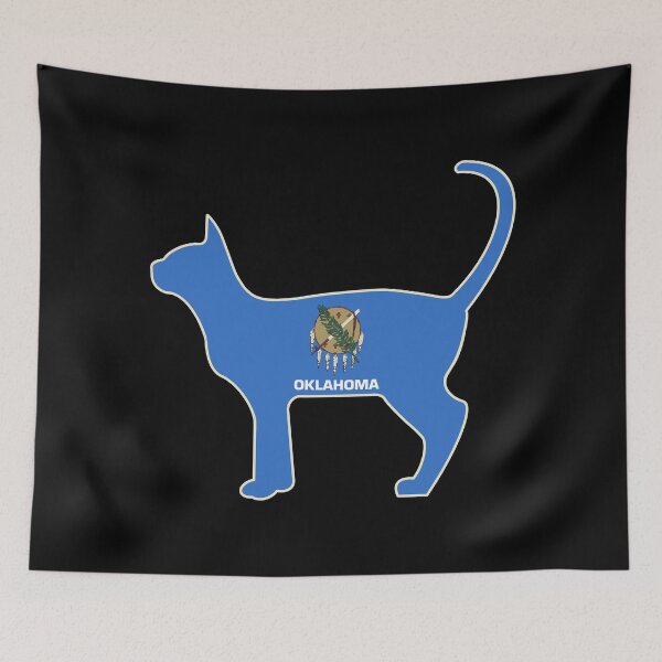 Item preview, State of Oklahoma Flag for Cat Lovers (Black) designed and sold by Gsallicat.