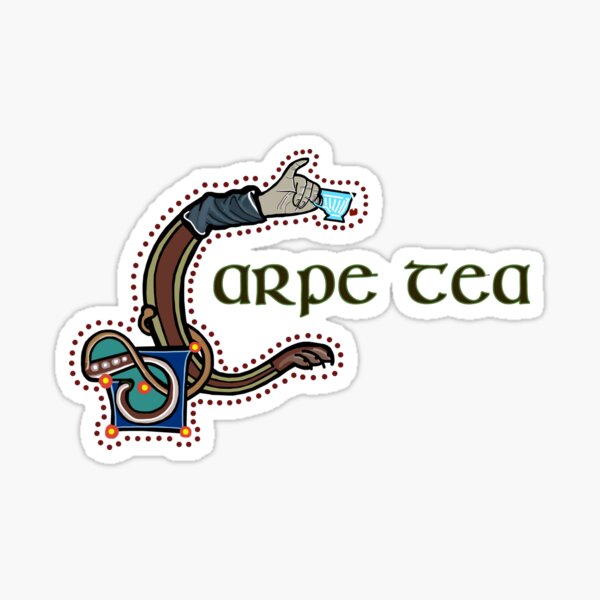 Vista previa del artículo con la obra «Carpe Tea Medieval Marginalia», diseñado y vendido por Donnahuntriss.