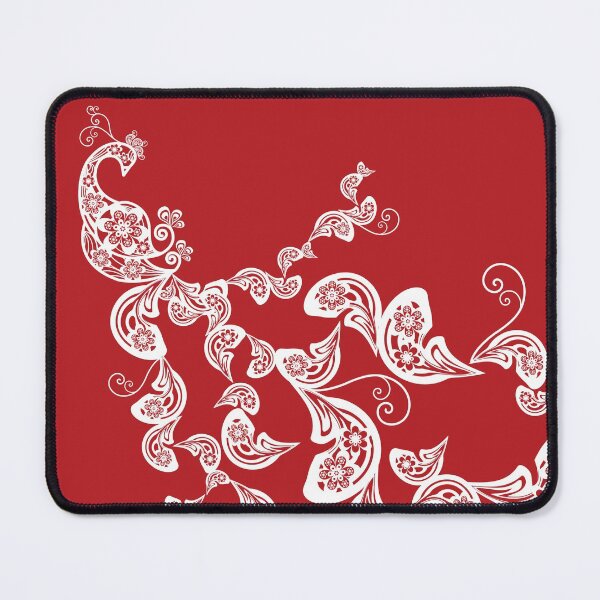 Item preview, Elegant Vintage Red And White Boho Floral Paisley Peacock © fatfatin designed and sold by fatfatin.