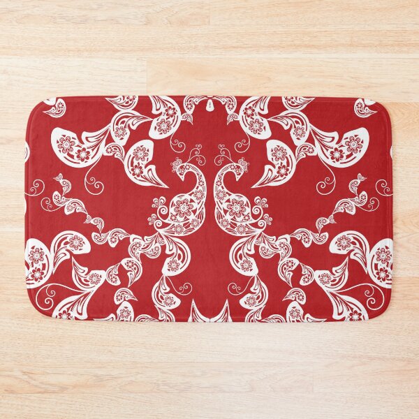 Item preview, Elegant Vintage Red And White Boho Floral Paisley Peacock © fatfatin designed and sold by fatfatin.