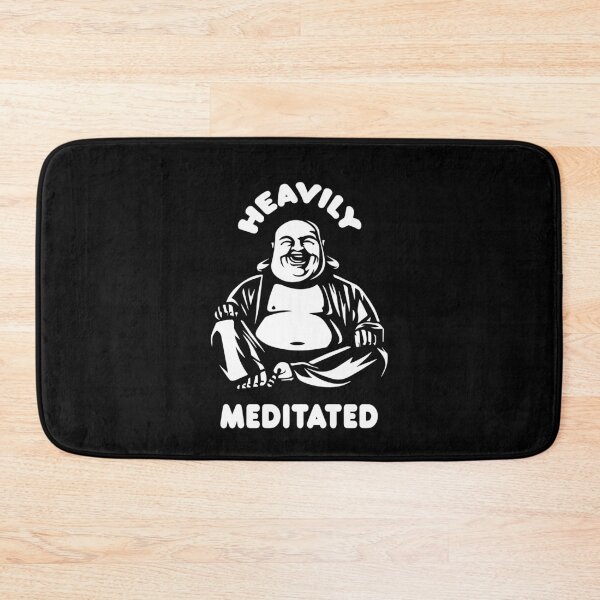 Item preview, Heavily Meditated - Laughing Buddha Monk Buddhism Funny Quote designed and sold by el-em-cee.