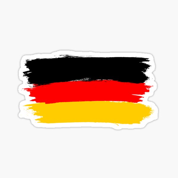 Crossed German Tricolour & Chequered Flag sticker 100mm 