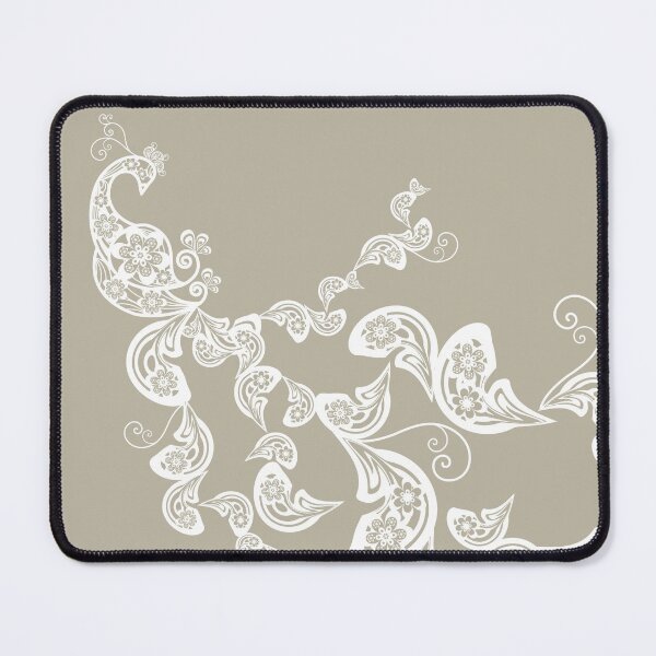 Item preview, Elegant Vintage Taupe And White Boho Floral Paisley Peacock © fatfatin designed and sold by fatfatin.