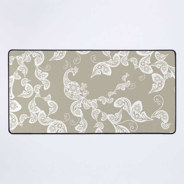 Item preview, Elegant Vintage Taupe And White Boho Floral Paisley Peacock © fatfatin designed and sold by fatfatin.