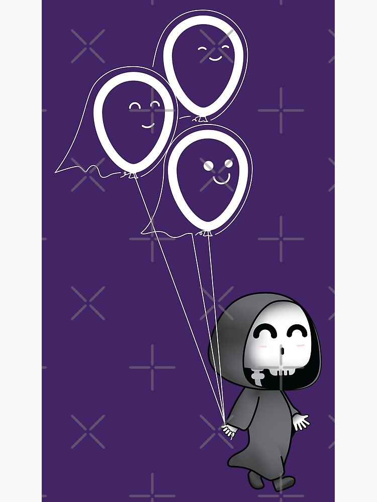 ""Not-So-Grim Reaper" Cute Death - White Spirit Balloons" Poster For ...