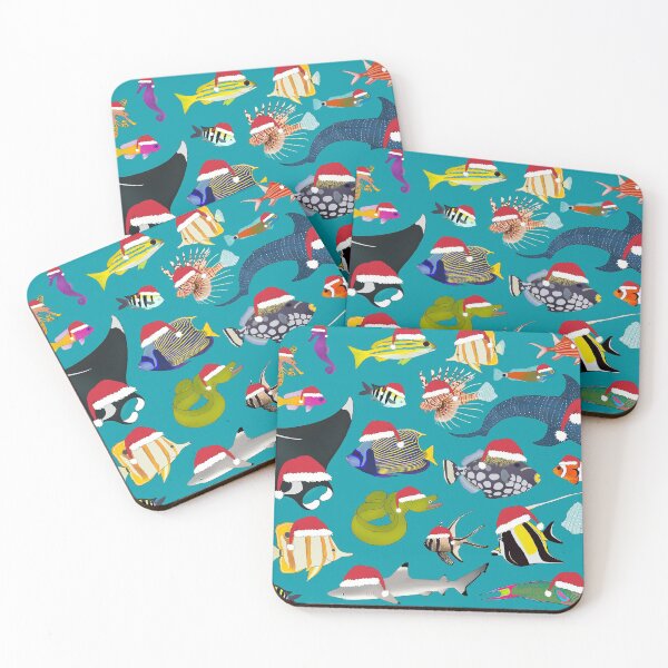 Item preview, Christmas Reef Fishes (Turquoise) designed and sold by WestCoastWoods.