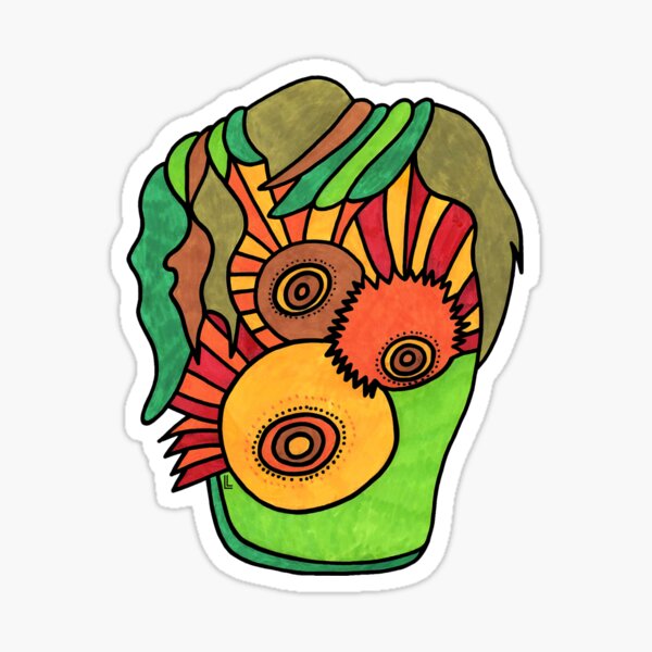 '3 Sunflowers on a Vase’ © Lana Levi Inspired by Van Gogh’s ‘Three Sunflowers in a Vase’ Sticker