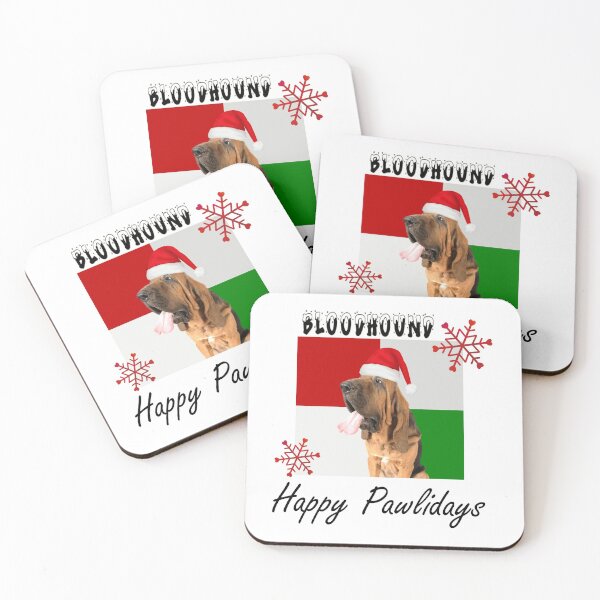 Aperçu de l'œuvre Happy Pawlidays - Conception de chien Bloodhound de Noël avec chapeau de père Noël créée et vendue par platinumblks.
