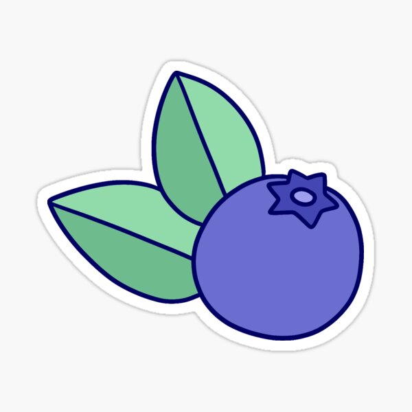 Blueberry with Two Leaves Sticker