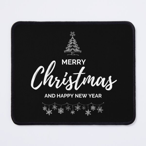 Item preview, Merry Christmas and Happy New Year Text Typography with Christmas Tree & Hanging Snowflakes designed and sold by RKMR.