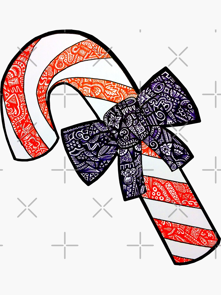 "Candy Cane Zentangle" Sticker by bobblehead1337 Redbubble