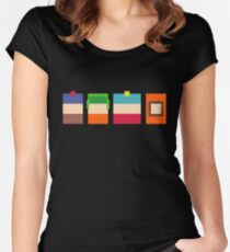 South Park Boys Pixel Art Women's Fitted Scoop T-Shirt