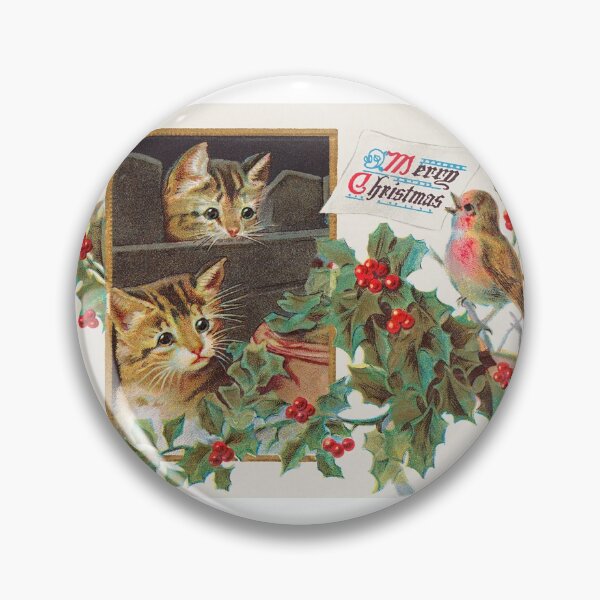 Aperçu de l'œuvre Vintage Christmas Greetings Postcard Bird and Cats créée et vendue par lilach-e.