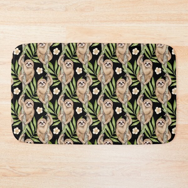 Item preview, Watercolor Sloths Flowers On Black  designed and sold by HauckClothing.