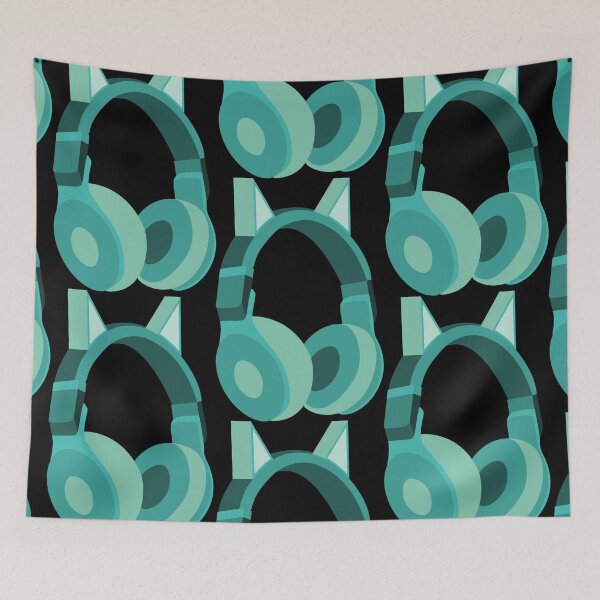 Item preview, Blue Green Cat Ears Headphones  designed and sold by BRU Design.