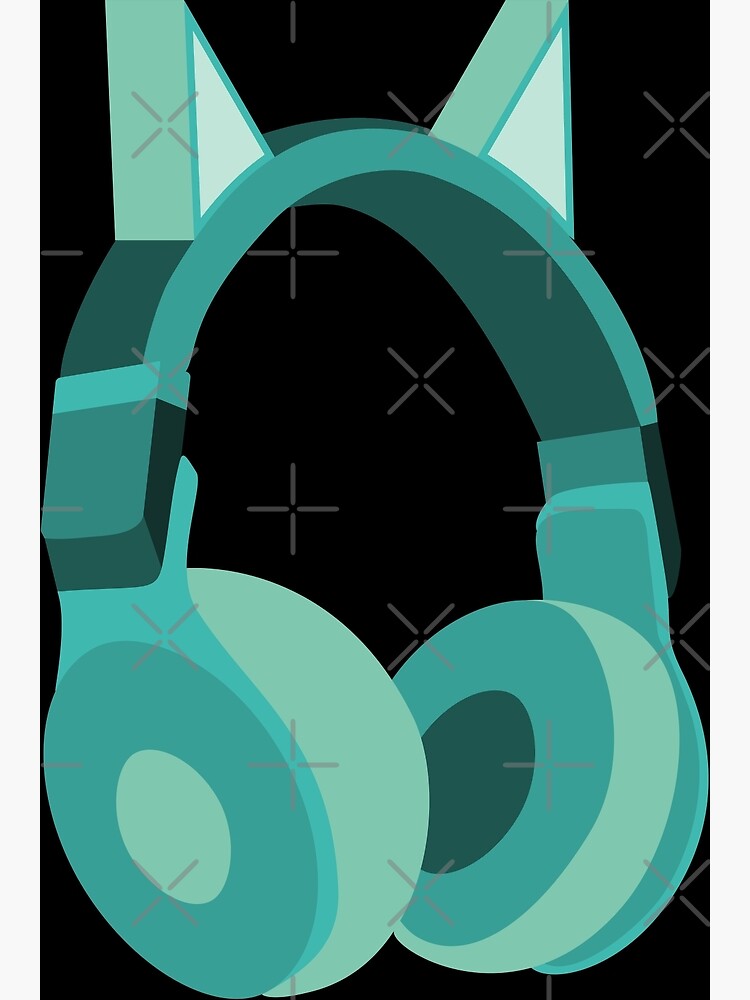 "Blue Green Cat Ears Headphones " Poster for Sale by PCB1981 Redbubble