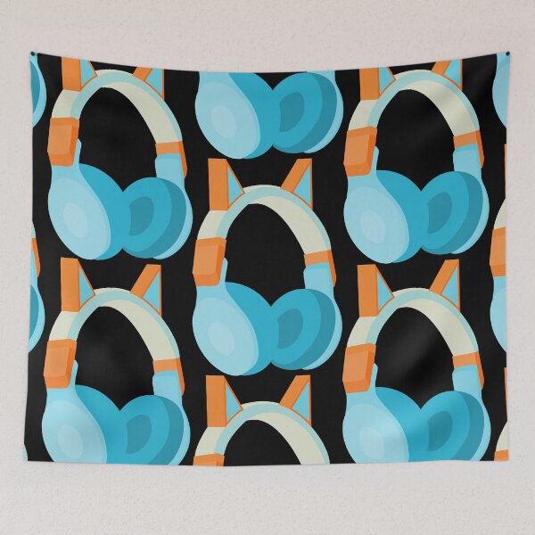Item preview, Orange and Blue Cat Ears Headphones  designed and sold by BRU Design.