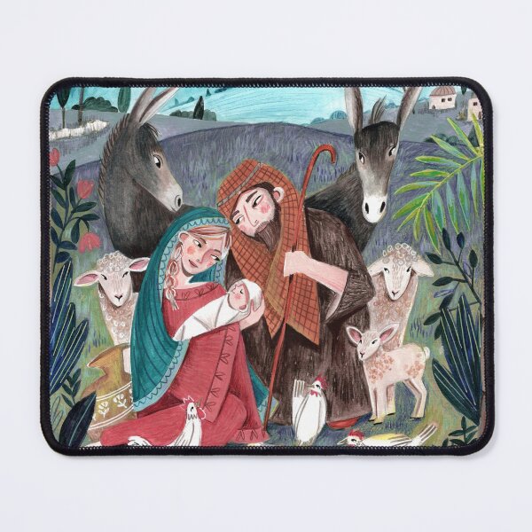 Item preview, Cute rejoice religious nativity scene illustration designed and sold by Caroline Bonne Müller.