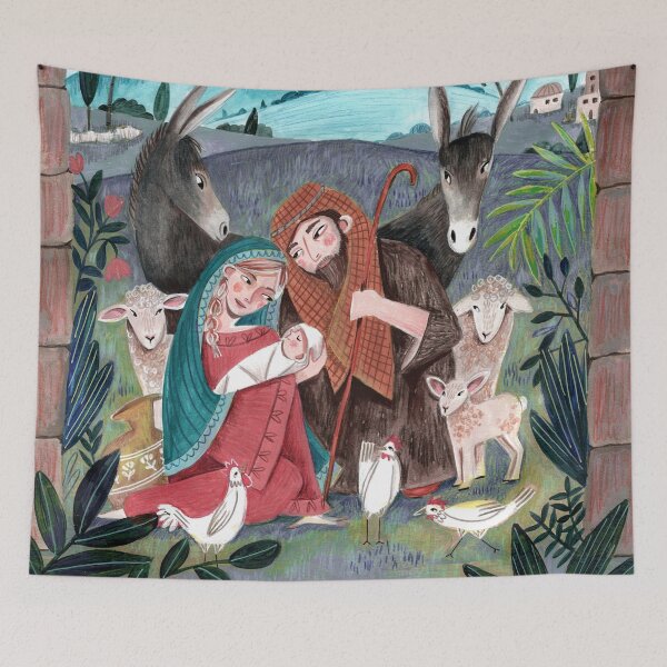 Aperçu de l'œuvre Jolie illustration de la crèche religieuse se réjouir créée et vendue par Caroline Bonne Müller.