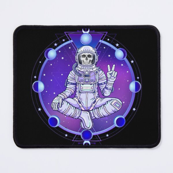 Item preview, Animation figure of the astronaut skeleton sitting in Buddha pose. Meditation in space.Background - the night star sky, circle phase of the moon. Sacred geometry. designed and sold by YanaZvereva.
