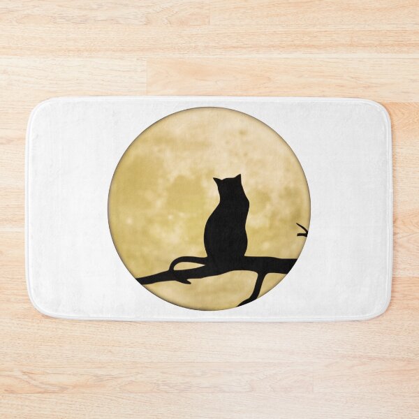 Item preview, Silhouette cat looking at harvest moon designed and sold by FinishYourSong.