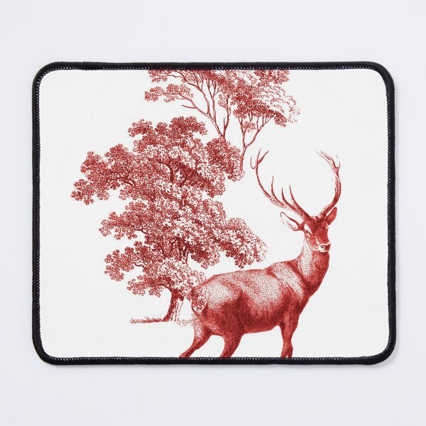 Item preview, Classic Red Toile Deer in Forest Pattern designed and sold by tanjica.