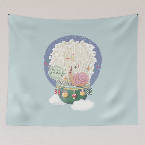 Item preview, merry cluckmas mushroom and snail designed and sold by Yunipop.