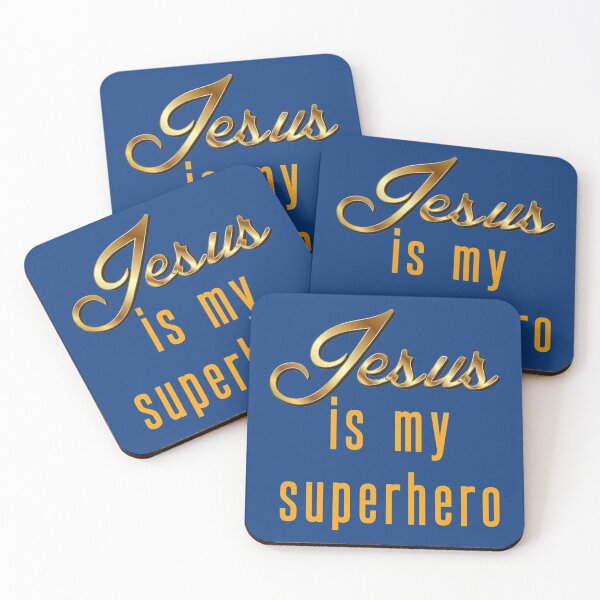 Item preview, Jesus is my superhero in gold and orange print tee-shirt   designed and sold by Barbarathyler.