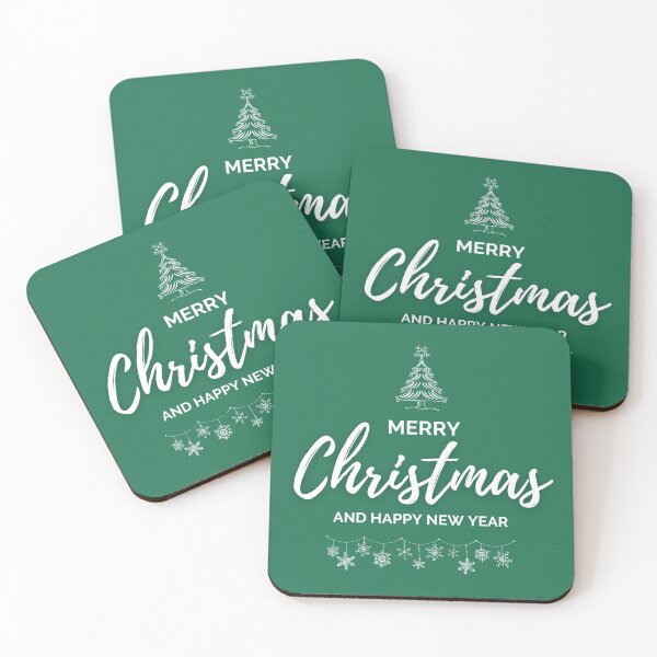 Item preview, Merry Christmas and Happy New Year Text Typography with Christmas Tree & Hanging Snowflakes designed and sold by RKMR.