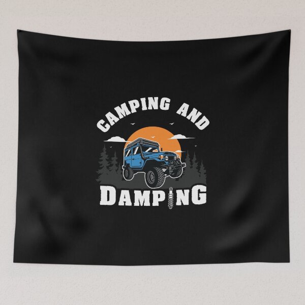Item preview, Camping And Damping SUV Blue Truck Camping Vacation designed and sold by StrongShirts.