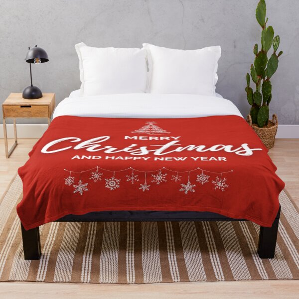 Item preview, Merry Christmas and Happy New Year Text Typography with Christmas Tree & Hanging Snowflakes  designed and sold by RKMR.