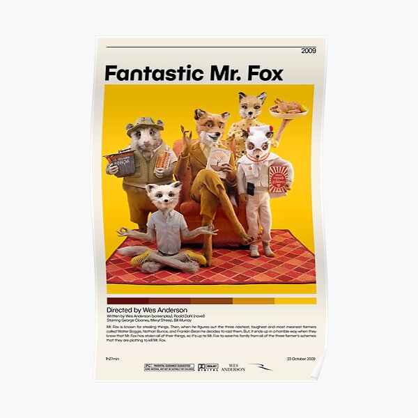 Fantastic Mr Fox | Wes Anderson, Minimalist Movie Poster, Vintage Retro Art Print, Custom Poster, Wall Art Print, Home Decor Poster