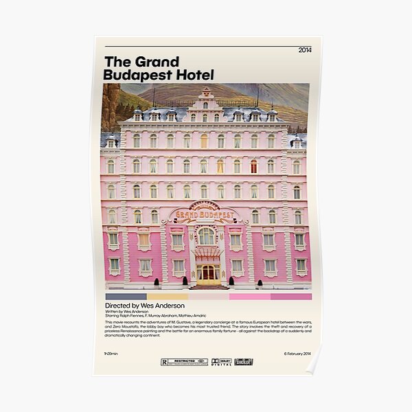 The Grand Budapest Hotel | Wes Anderson , Minimalist Movie Poster, Vintage Retro Art Print, Custom Poster, Wall Art Prin, Home Decor Poster