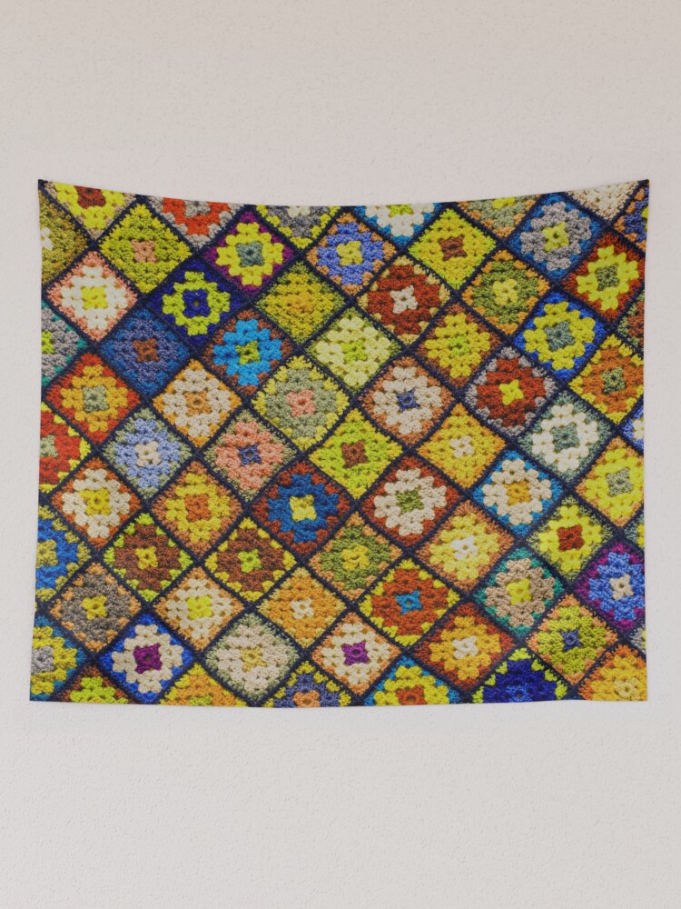 Colorful Vintage Granny Square Crochet Art Print for Sale by prirajdesigns