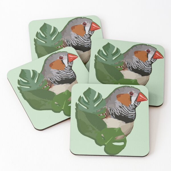 Item preview, Zebra Finch with Monstera Plant Leaves designed and sold by AvianWorld.
