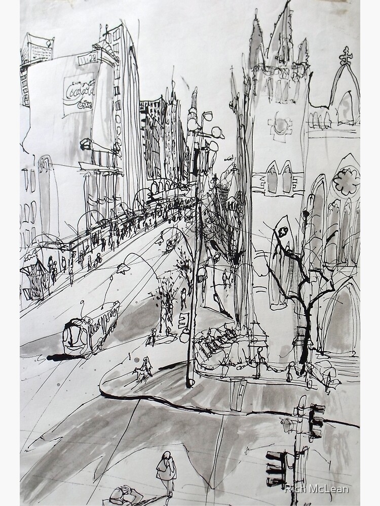 St Pauls Cathedral, Melbourne with Tram (Rapid Sketch)