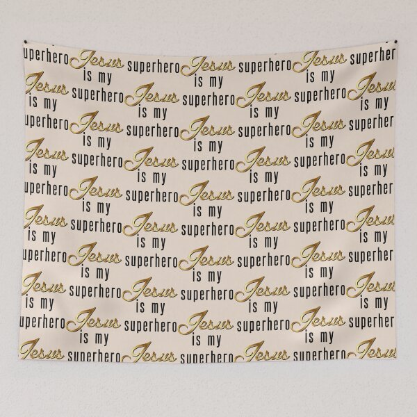 Item preview, Jesus is my superhero in gold and black print tee-shirt   designed and sold by Francoharris.