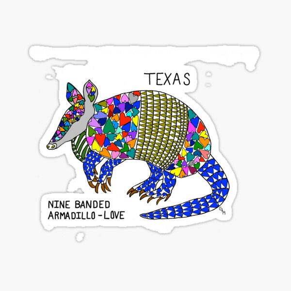 Texas - Armadillo - Love - state symbols Sticker